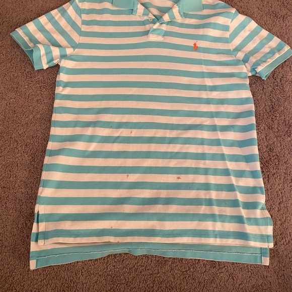 Polo Ralph Lauren Blue and White Striped Polo Shirt - Picture 7 of 7